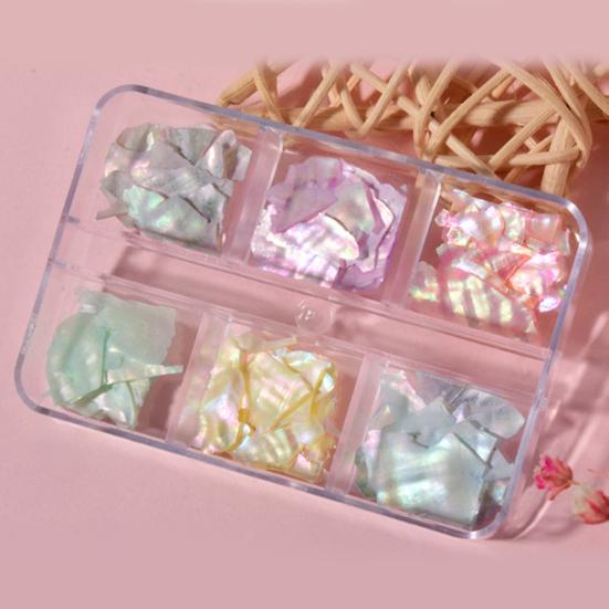 1 krabička dekorace na nehty z mušlí Kreativní módní řemeslo Ekologické nepravidelné tvary Umění pro domácí použití