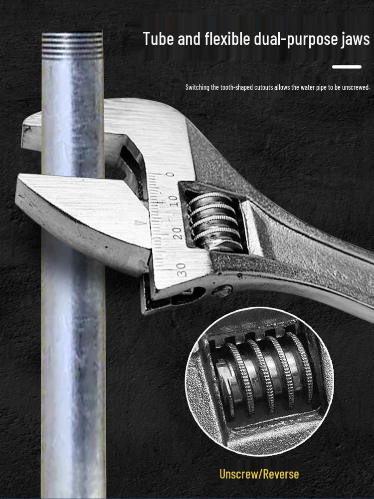 Adjustable Multi-Function Large-Opening Short Handle Wrench for Bathroom Use