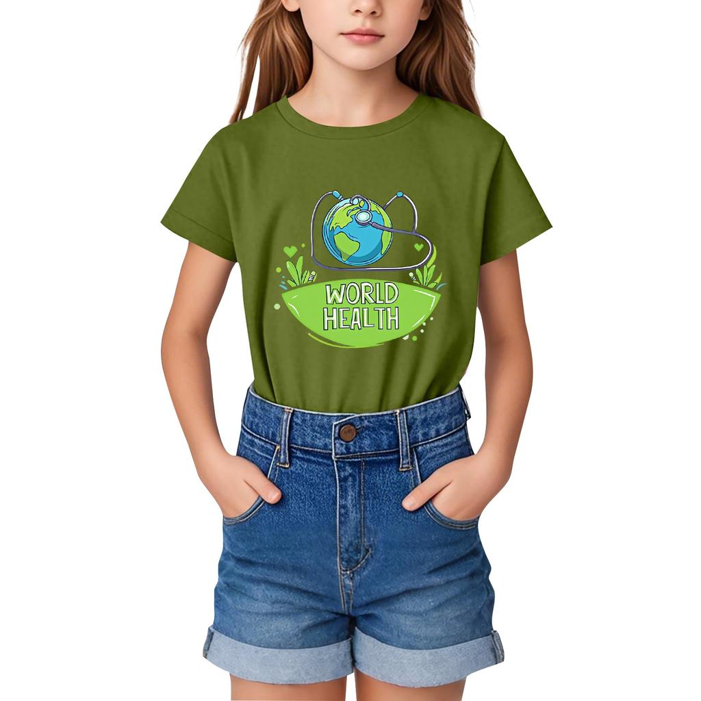 Children's Fashion Casual Short Sleeve Printed Round Neck Short Sleeve T-Shirt Top
