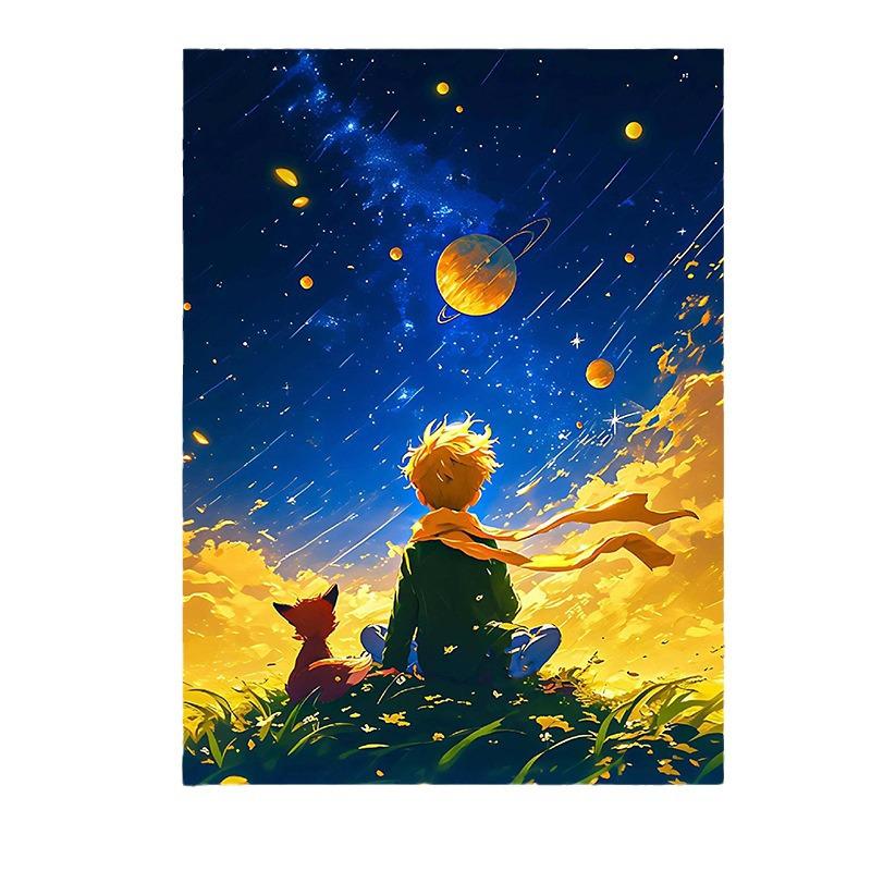 Starry Sky Little Prince DIY Digital Oil Painting - Hand-Painted Healing Art for Living Room Decor