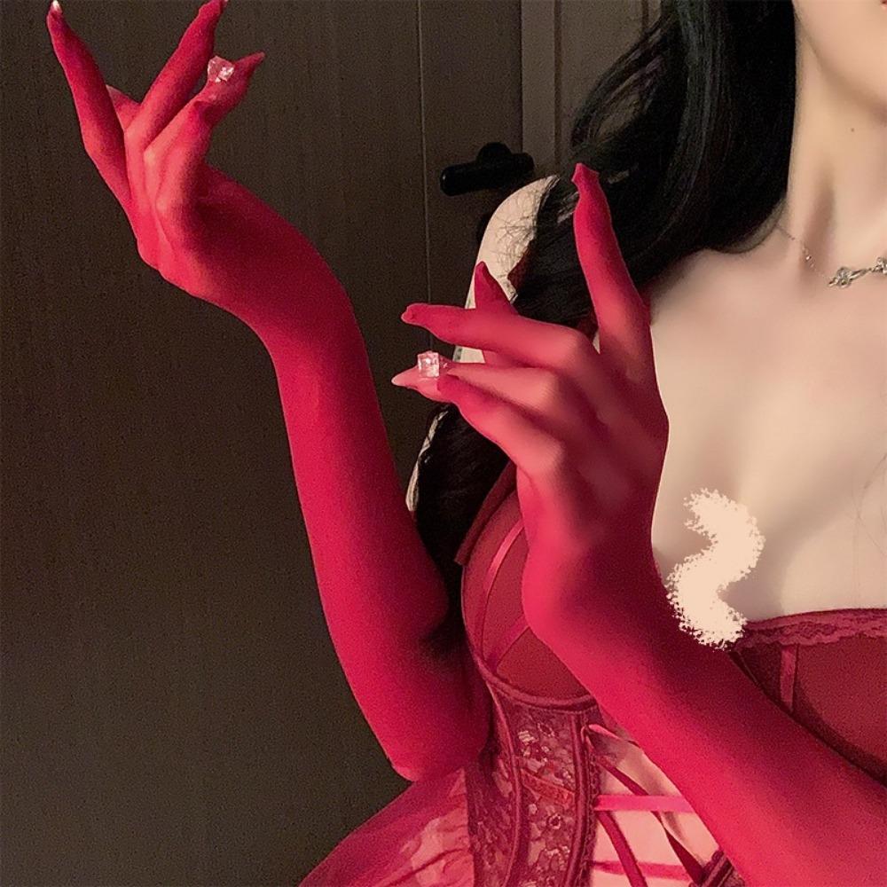 Man Want Fun Seamless Stockings Gloves Anti-Hooking Bridal Wedding Gloves Sunscreen Long Transparent Hand Silk 3333