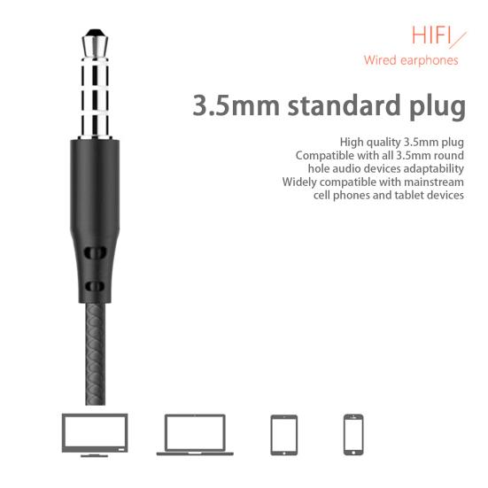 Wired Earphone Heavy Bass HD-compatible Calling In-ear 3.5mm High Sensitivity Wired Earphone Phone Supply