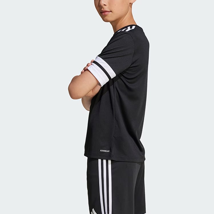 adidas AEROREADY T Shirt Black/White Children Aged 3 7 Years Old JJ0052
