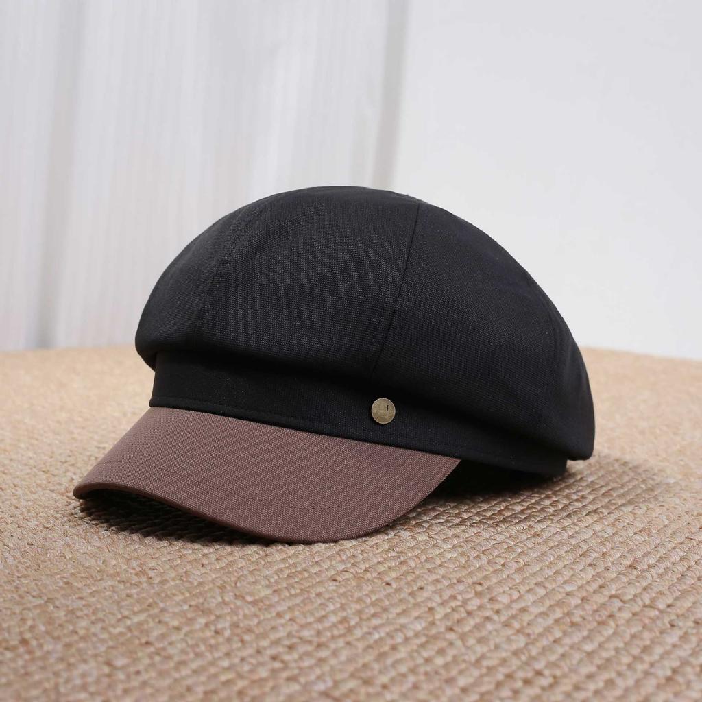 Octagonal hat women's autumn and winter fashion metal buckle newsboy hat temperament versatile high quality retro bud painter hat