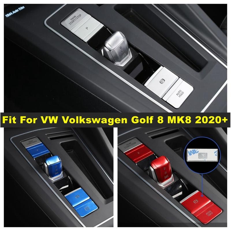Metall Auto Innenraum Mittelkonsole Schaltknauf Schalthebel Knopf Abdeckung Zierleiste Zubehör für VW Volkswagen Golf 8 MK8 -