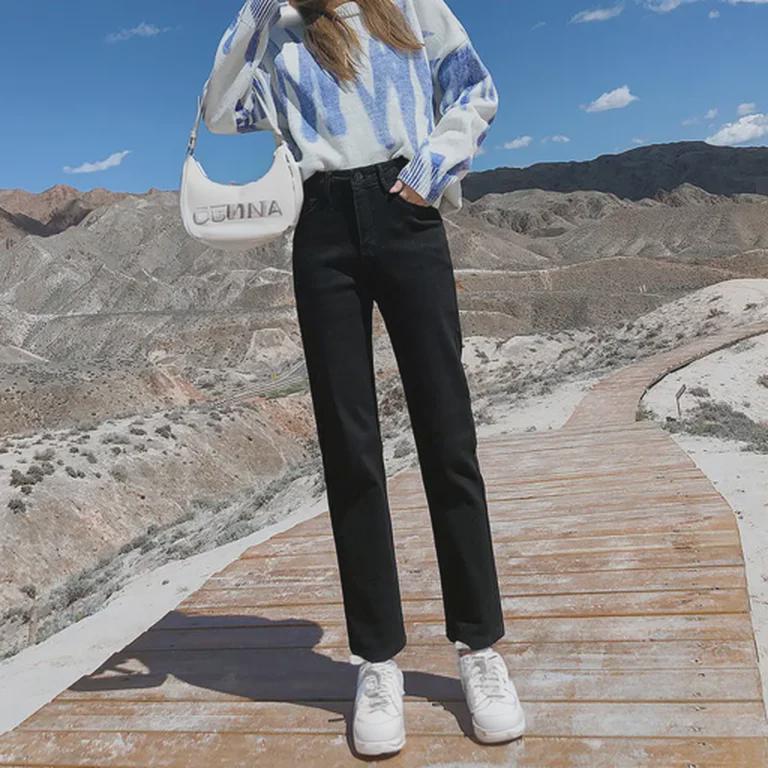 Women's Blue-Gray High-Waist Elastic Slim-Fit Cigarette Pants - Spring/Summer Fashion