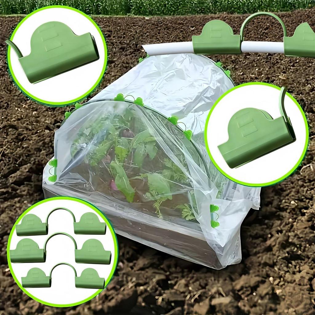 Greenhouse Clamps 200pcs Shading Net Film Row Cover Fixing Clips 6mm Garden Plant Support Hoops Connector Frost Cloth Fastener
