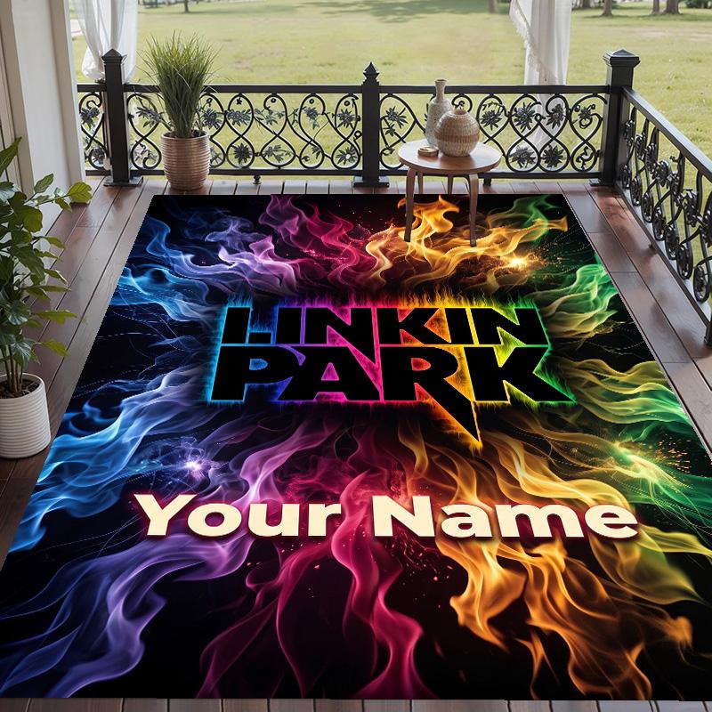 Custom Text Printed Rug Linkin Park Non Slip Floor Carpet For Home Room Decor