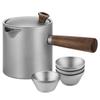Ti Tea Kettle with Wood Handle Portable Tea Maker with Strainer for Camping Hiking
