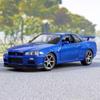Welly 1/24 Nissan Skyline GTR R34 Alloy Sports Car Model Diecasts Metal Racing Car Vehicles Model Simulation Childrens Toys Gift