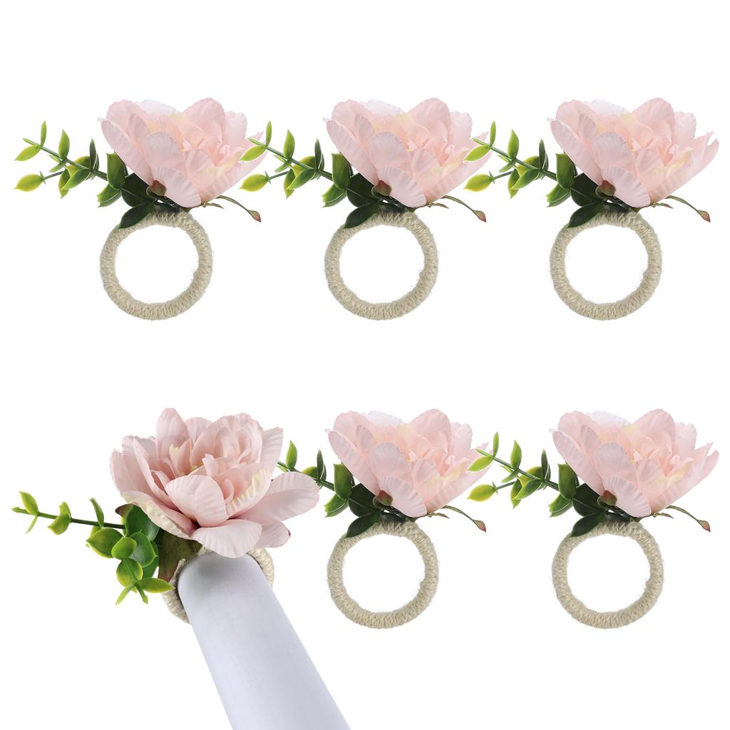 12Pcs Napkin Red Fruit Red Flowers Smoother Rugged Stylish Flower Napkin Ringfor Christmas Halloween