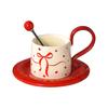 Red Coffee Cup High End and Luxurious High Quality Afternoon Tea Cup Saucer Set with Spoon Souvenir Wedding Gifts