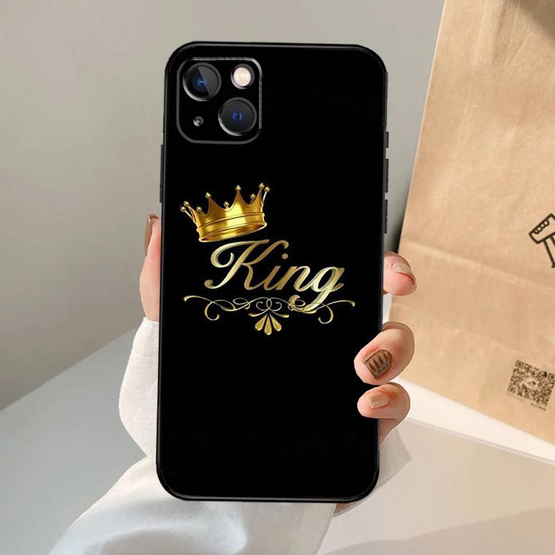 King Queen Couple Lovers Phone Case For iPhone 17 Air 16 14 13 12 11 15 Pro Max 13 12 Mini 15 16 Plus 16e Cover Coque