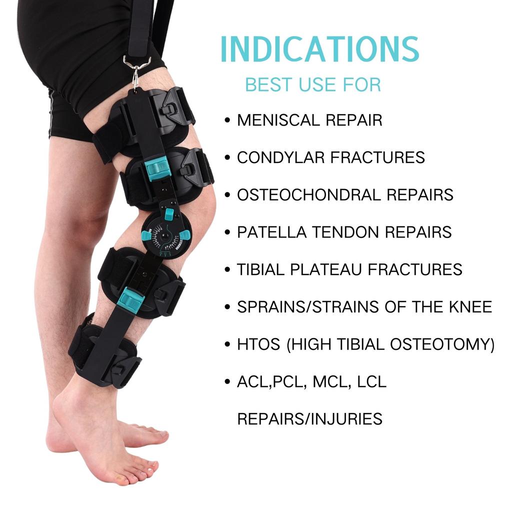 Hinged ROM Knee Brace - Carbon Fiber Post Op Knee Immobilizer Lightweight Adjustable Leg Braces Medical Orthopedic