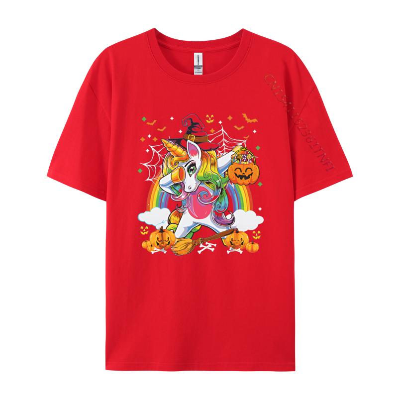 Halloween Pumpkin Fall Dabbing Unicorn Tshirts Funny Printed Tops Tees Cotton Fabric TShirt for Men Casual