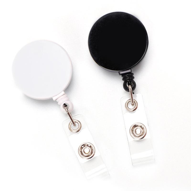 Frosted Anti-Lost Retractable Badge Clip with Metal Back and Pull-Out Buckle Lanyard
