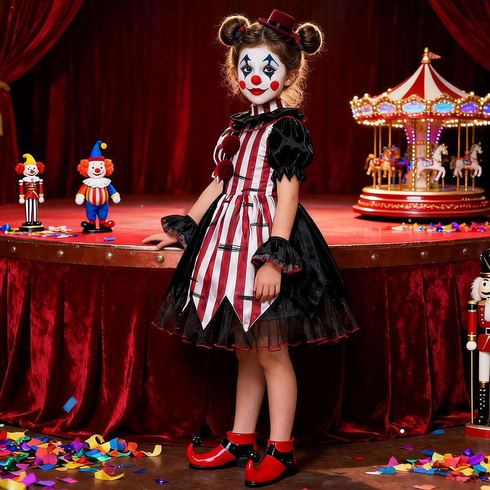 Children's Halloween Costume Female Circus Thriller Suit Clown Costume Masquerade Show Costume