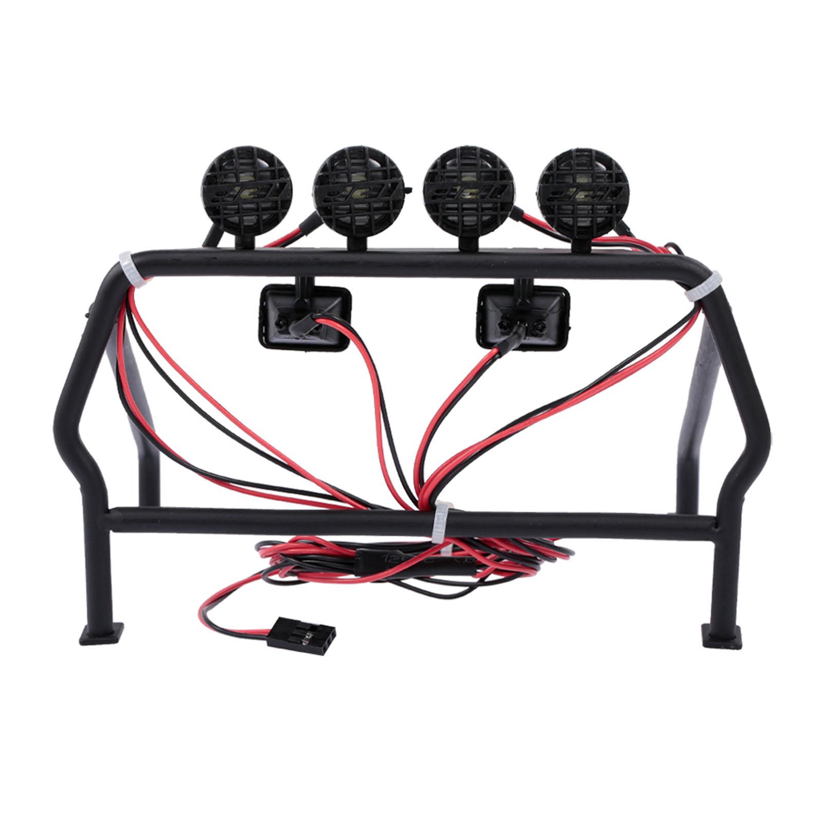 

Рамний кузов шасі RCCar Metal Roll Cage із 6 світлодіодними лампами, підходить для 1/10 SCX10 з дистанційним керуванням вантажівки DIY Crawler Part