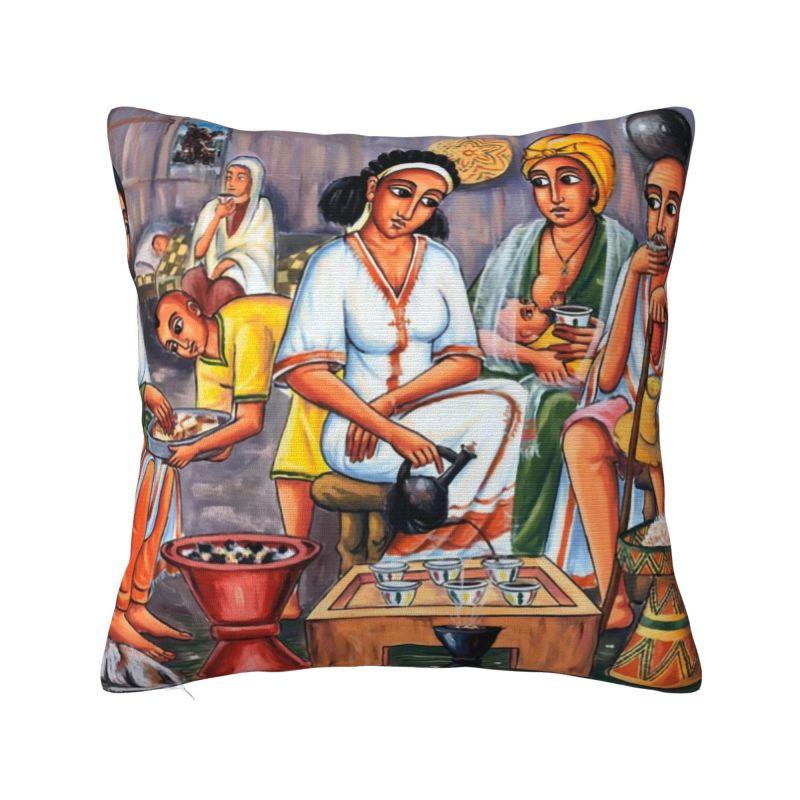 

Эфиопское искусство Хабеша Наволочка 40х40см Бархатная Роскошная Подушка Украшение для Гостиной 30x30cm 12x12in