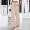 Women's Fashion Loose Wide Leg Pants Slits At The Cuffs Elastic Waist Drawstring Pockets Casual Pants