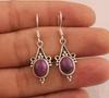 Solid 925 Sterling Silver Purple Copper Turquoise gemstone Earrings handmade Jewelry Boho Earrings
