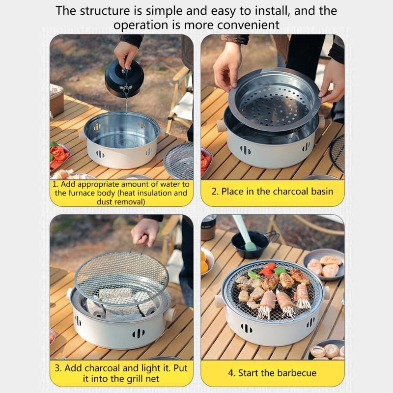 Multi Functional Portable BBQ Stove Food Charcoal Barbecue Grill for Outdoor Camping Trips Coal Burners Barbecue Tool