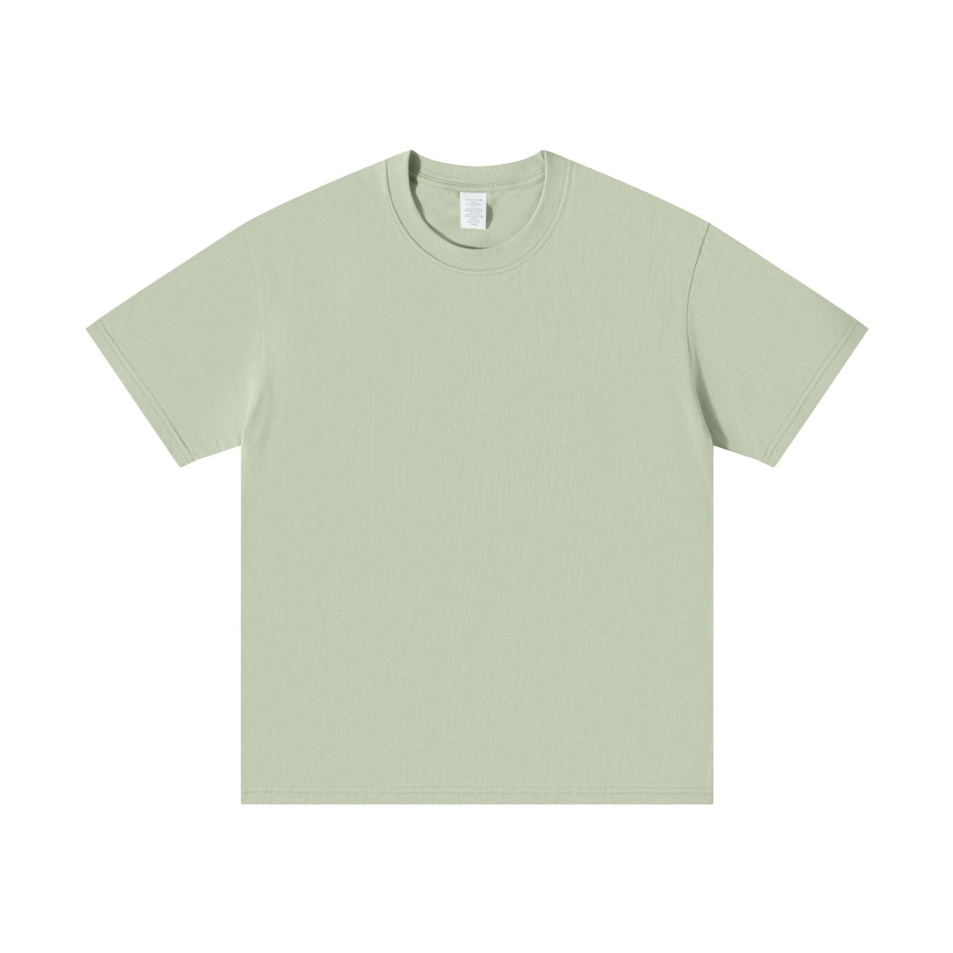 Damen Schweres Baumwoll Kurzarm T-Shirt - Lockere Passform, Unifarben Medium hellgrüne