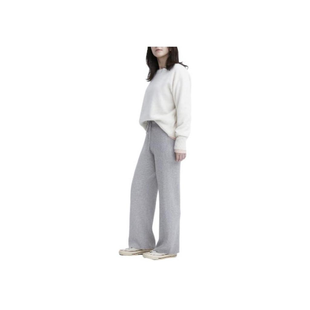 Uniqlo Solid Ribbed Knit Mid-Rise Casual Pants Women Bottoms Gray 461317-03