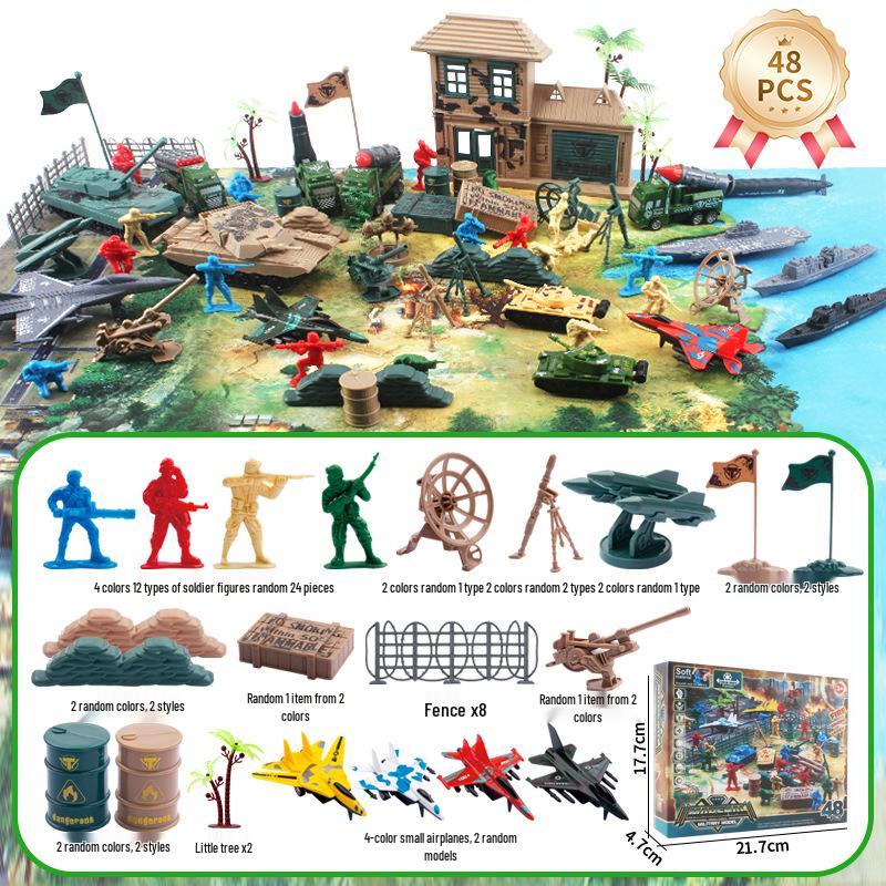 Children s Military Play Set: Tank, Airplane, Warship Models & Soldier Figures