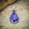 Iolite Quartz Gemstone Handmade 925 Sterling Silver Jewelry Pendant 2.44" M-193