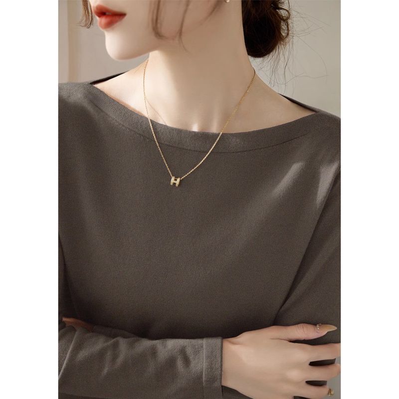 

Французский стиль Классный свитер с открытыми плечами и рукавами до локтя из ледяного шелка Футболка Женский Новое поступление Весна и Осень Плечо Рукав до локтя Базовые топы Flower Brown [Long sleeves]] M