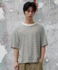 AGOD Back Incision Stripe Half T-Shirt [Ivory]