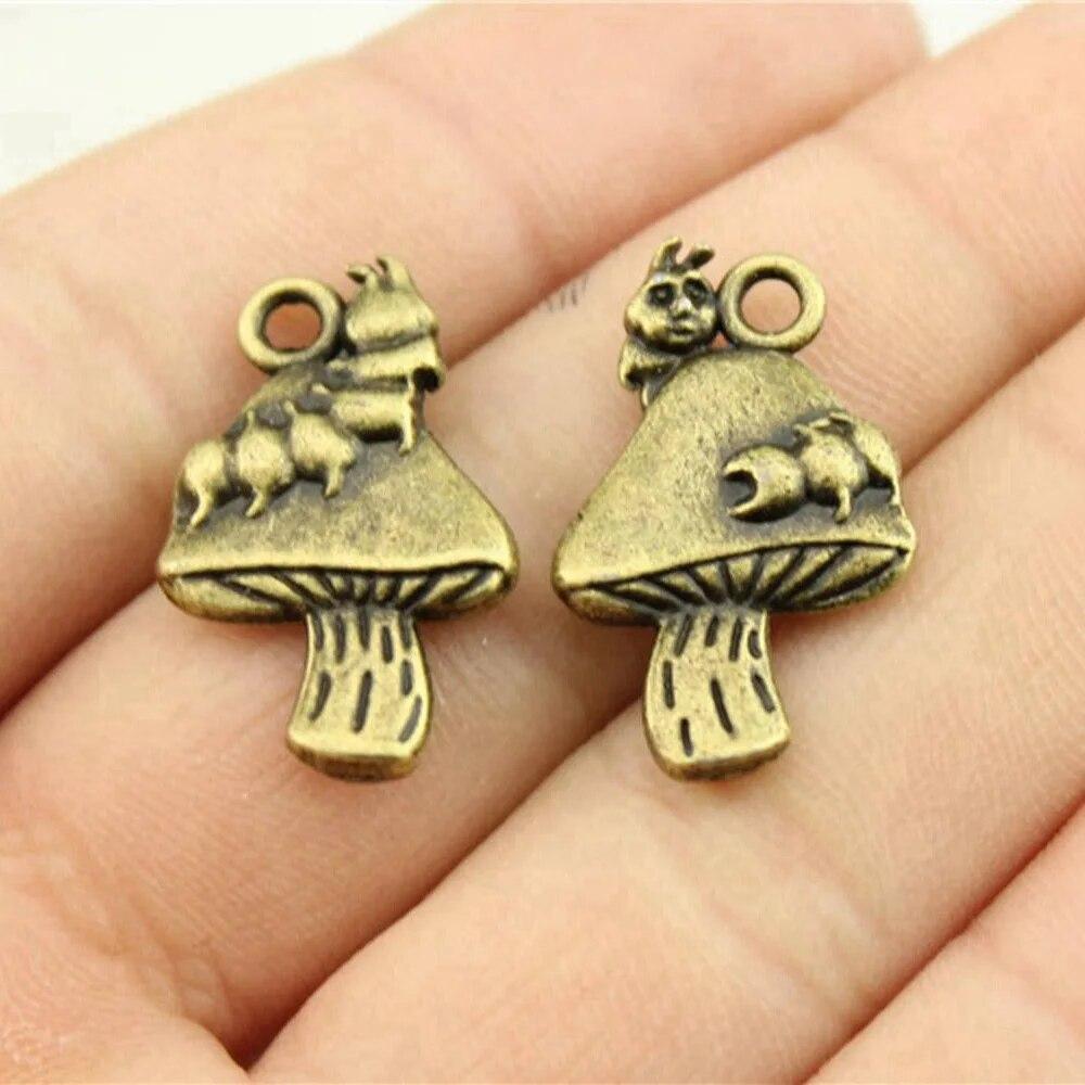 

Подвески в виде грибов с растениями, мужские аксессуары, милые украшения для мужчин A01-4pcs-25x16mm