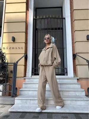 2024 Women's European & American Commuting Casual Slimming Long Sleeve Top & Pants Set