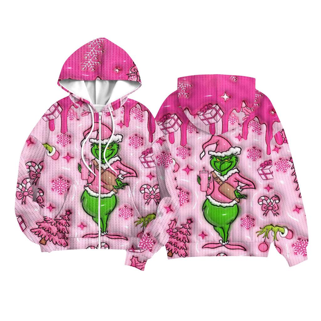 Children Girls And Boys Fashion Jacket Casual Printed Long-sleeved Hooded Cardigan Sweatshirts