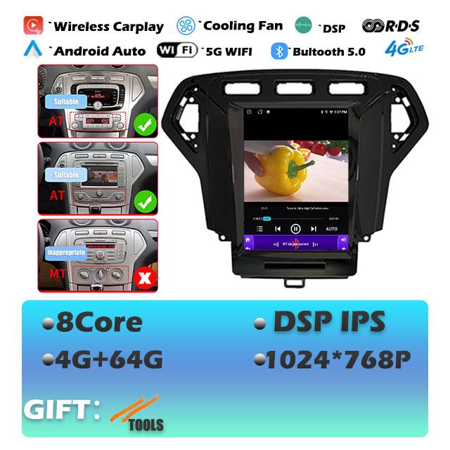 IPS Android 14 For Ford Mondeo 4 2006-2010 Carplay Car Radio Multimedia Video Player Navigaion GPS Stereo