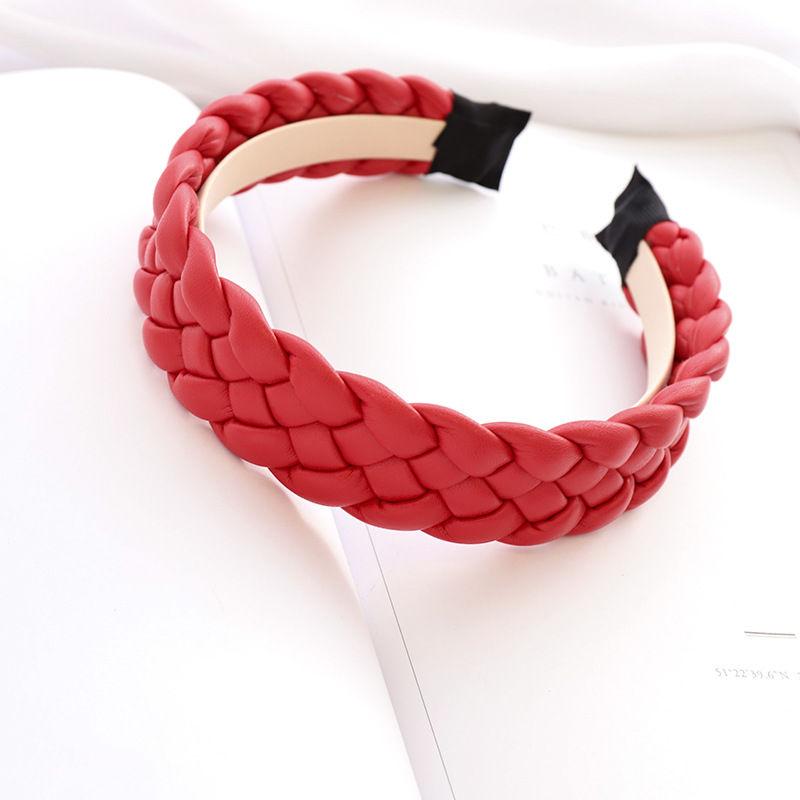 

Заколка для волос Головной убор из искусственной кожи Повязка на голову в стиле ретро с косами Обруч для волос с тестом 17*13cm красный