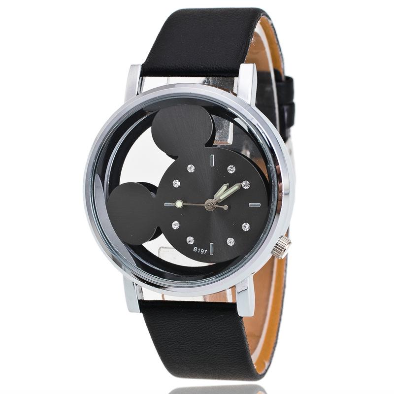 Pointer Double-Sided Hollow Rhinestone Scale Women S Belt Watch Cartoon Anime Student Children S Mickey Watch