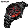 Sanda Men's Creative Wheel Quartz Watch - Trendy Rotating Waterproof Wristwatch
