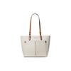 Mk Jet Set Logo Print Zipper Closure Coated Canvas Tote Bag Women Tote Vanilla-White Brown 35F3GTVT3B-VANILLA