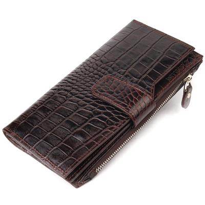 Roomy Female Cats Made of Genuine Leather with Crocodile Embossing CANPELLINI Wallet 21637 Brown