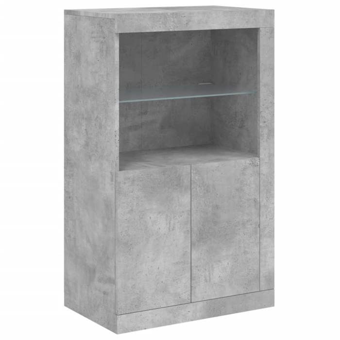 VidaXL Armoire Latérale avec Lumières LED, Meuble de Rangement avec Étagère en Verre, Buffet de Salon Intérieur, Moderne, 836626