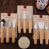 Rubber Wood & Stainless Steel Cheese Knife Set - Western Tableware with Knife, Fork, and Spoon