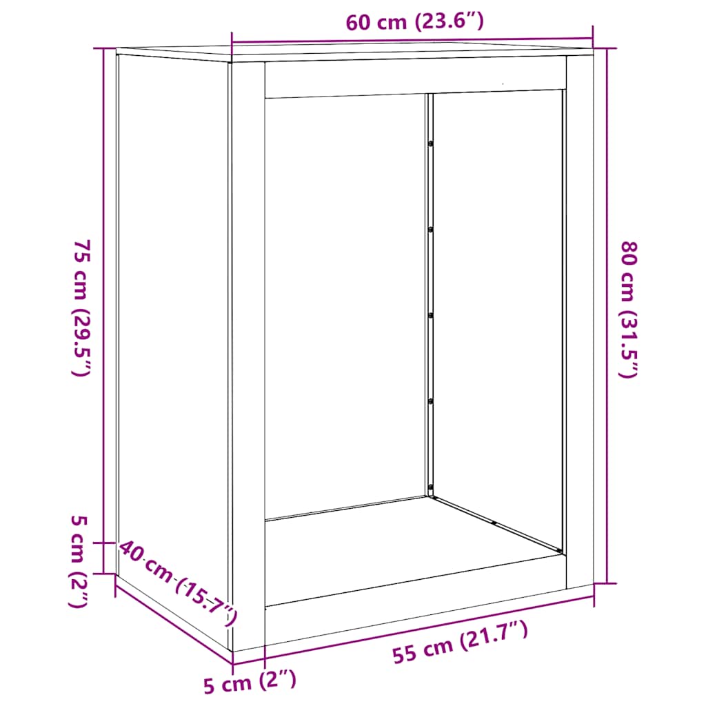 Firewood Rack 60x40x80 cm Weatherproof Steel