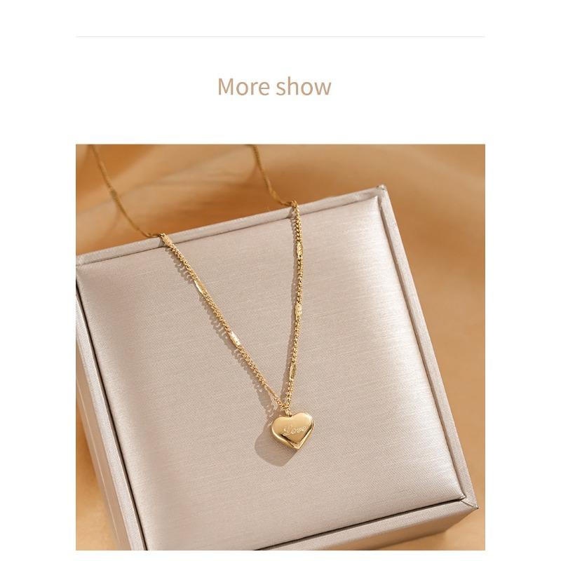 Minimalist Versatile Stainless Steel Love Heart Clavicle Necklace For Women