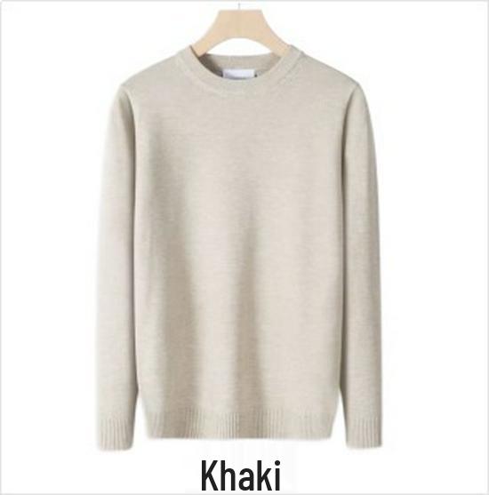 Men's Round Neck Solid Color Casual Knit Sweater - Trendy and Handsome Pullover for Autumn Winter
