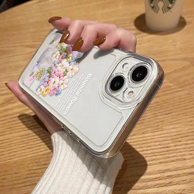 Retro Olejomalba Květiny Nárazuvzdorný Kryt pro iPhone 11 14 13 12 Pro Max Kryt iPhone XS Max XR X 7 8 14 15 Plus SE 2020