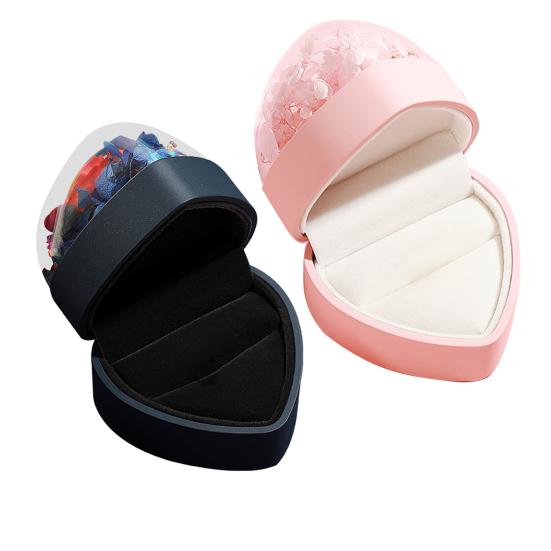 Preserved Flowers Jewelry Box Heart Shape Necklace Gift Box Romantic Rose Ring Box Jewelry Gift Packaging Box for Valentine's Day Anniversary