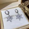Women Shiny Zircon Imitation Pearl Snowflake Earrings Exquisite Firework Jewelry For Christmas Party