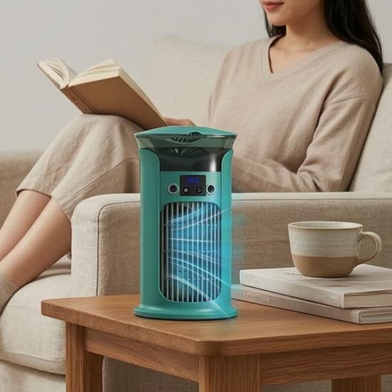 Desktop Misting Fan, Portable Cooling Fan with Spray, 3 Speed USB Rechargeable Mini Air Cooler for Home Office